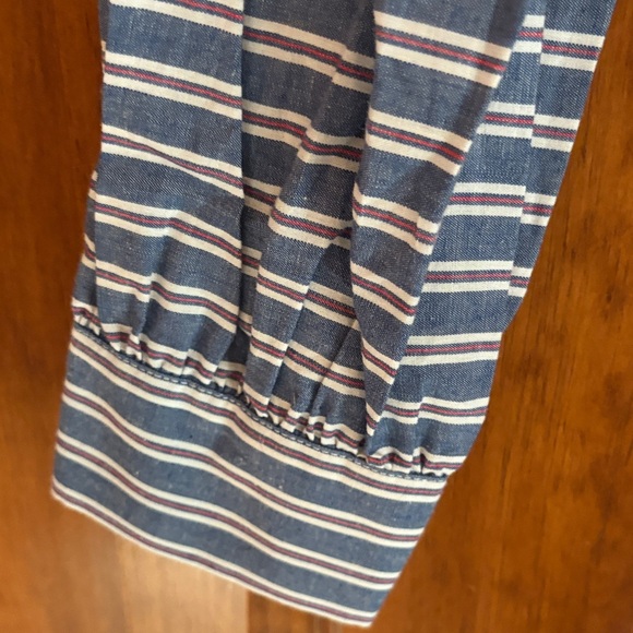 Navy Striped Button Down Shirt - Picture 7 of 12